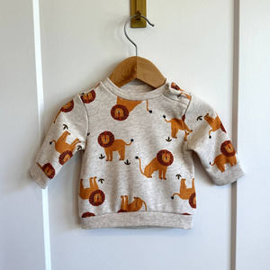 Old Navy Oatmeal Lions Pullover Sweatshirt - 0-3 Months